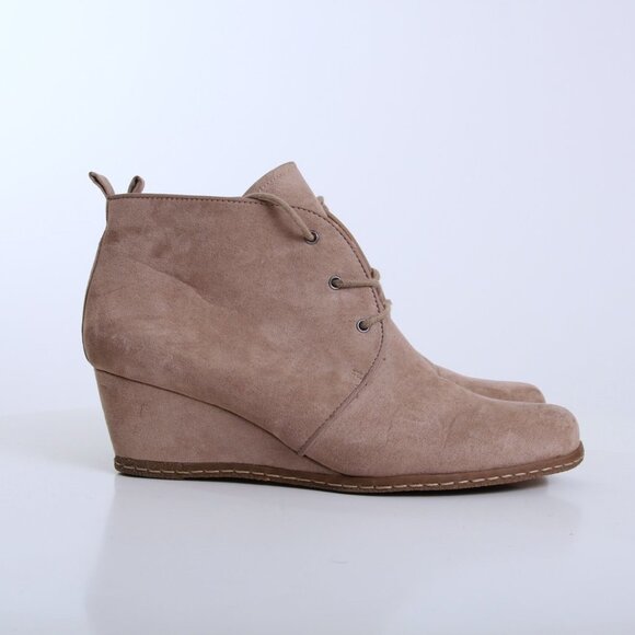 Franco Sarto Annabelle Lace Up Wedge Booties in Tan Women Size 9 - Picture 3 of 12